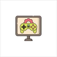 A computer monitor with a game controller on it vector