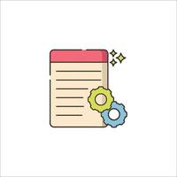 A document with gears and a star vector