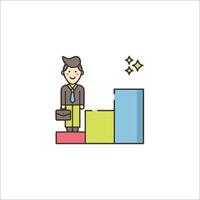 Businessman on bar graph icon vector