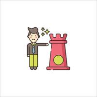 A man is pointing at a chess piece vector