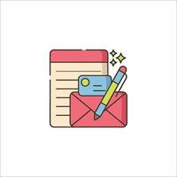 Email and pen icon on white background vector