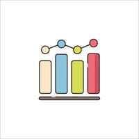 An icon of a bar chart with a line vector