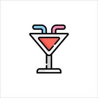 A martini icon with a straw vector