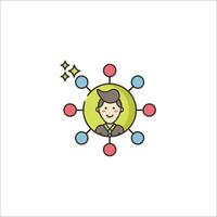 A man with a business card in the center of a circle vector