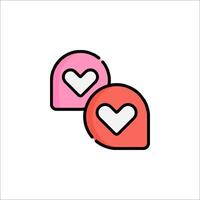Two hearts icon on white background vector