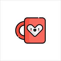 A red cup with a heart on it vector