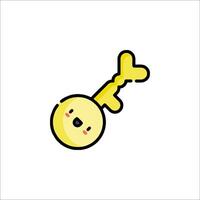 A yellow key with a smiley face on it vector