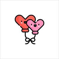 Two hearts with a bow tied to them vector