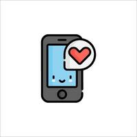 A phone with a heart and a speech bubble vector