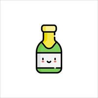 A bottle of wine with a smiley face on it vector