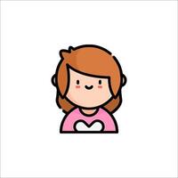 A girl with a heart on her chest icon vector