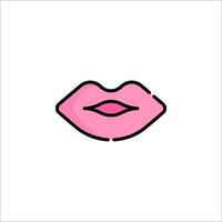 A pink lips icon on a white background vector