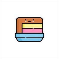 A cute cake icon with a smiley face vector