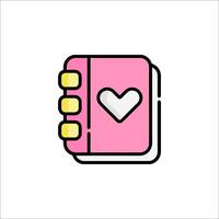 A pink notebook with a heart on it vector