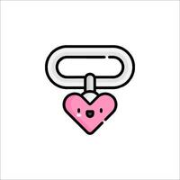 A pink heart shaped key chain with a hook vector