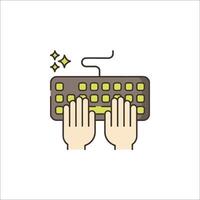 Hands typing on a keyboard illustration vector