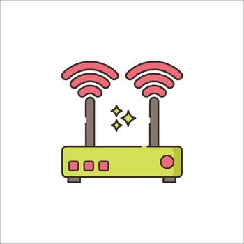 A wifi router icon with two antennas vector