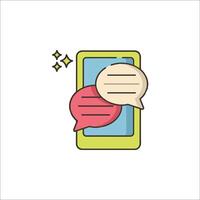 A smartphone with two speech bubbles on it vector