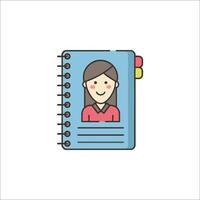 A woman is on a notebook with a pen vector
