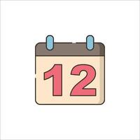 Calendar icon with the number twelve on it vector