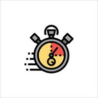 A stopwatch icon with a red and yellow arrow vector