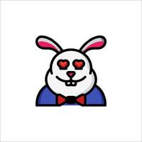 A cartoon bunny with red hearts on its face vector
