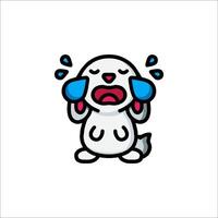 A cartoon rabbit with tears on its face vector