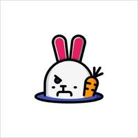 A cartoon rabbit with a carrot in its mouth vector