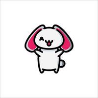 A cute bunny with pink ears and a white background vector