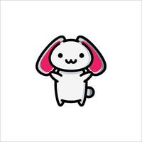 A cute bunny with pink ears and a white background vector