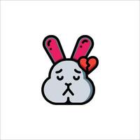 A cartoon bunny with a broken heart vector