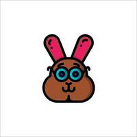 A cartoon bunny with glasses on its face vector
