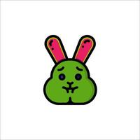 A green rabbit with pink ears and a pink nose vector