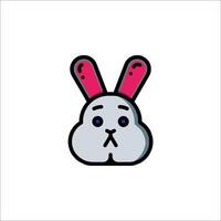A cartoon bunny with pink ears and a sad face vector