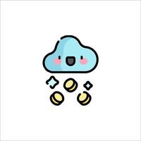 A cloud with coins and a smiley face vector