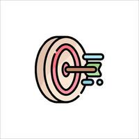 An arrow is hitting a target in a line vector