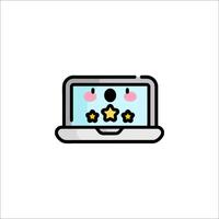A laptop with a star on it and a smiley face vector