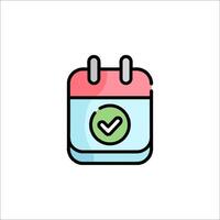 A calendar icon with a tick mark vector