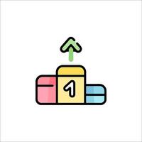 A colorful icon of a stack of boxes with an arrow pointing up vector