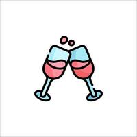 Two glasses of wine with bubbles on top vector