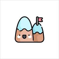 A cartoon mountain with a flag on top vector
