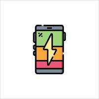 A colorful phone with a lightning bolt on it vector