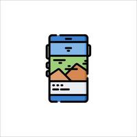 A smartphone with a mountain in the background vector
