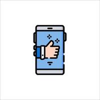 A phone with a thumbs up icon on it vector