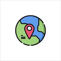 A map pin icon with a globe and a location marker vector