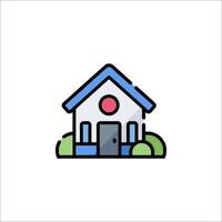 A house icon with a red dot on it vector