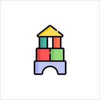A colorful building icon with a roof vector