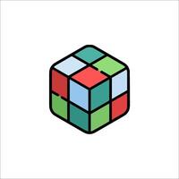 A rubik's cube logo with a red, green and blue color scheme vector