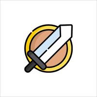 A sword and shield icon on a white background vector