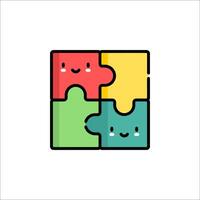 A puzzle piece with two faces and a smile vector